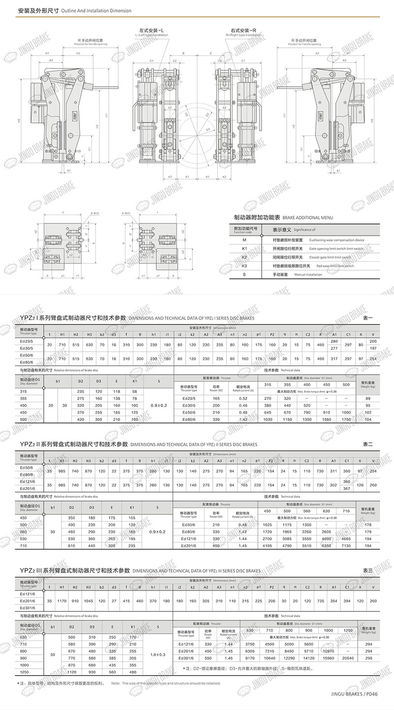 YPZ2I、II、III系列電力液壓臂盤式制動(dòng)器